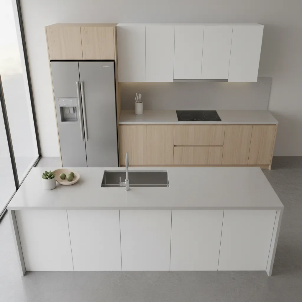 kitchen work triangle layout with sink stove and refrigerator placement