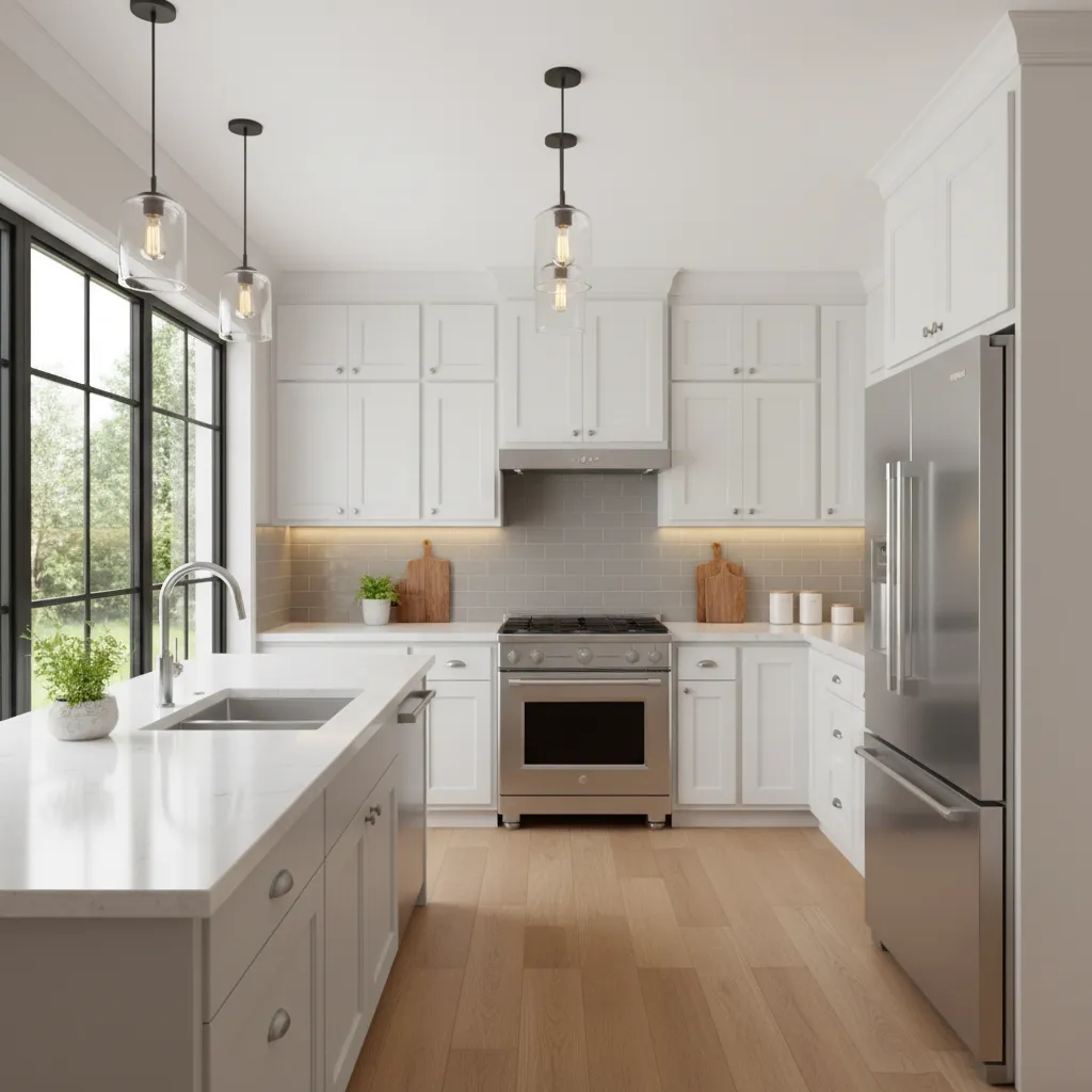 kitchen work triangle showing refrigerator sink and stove layout