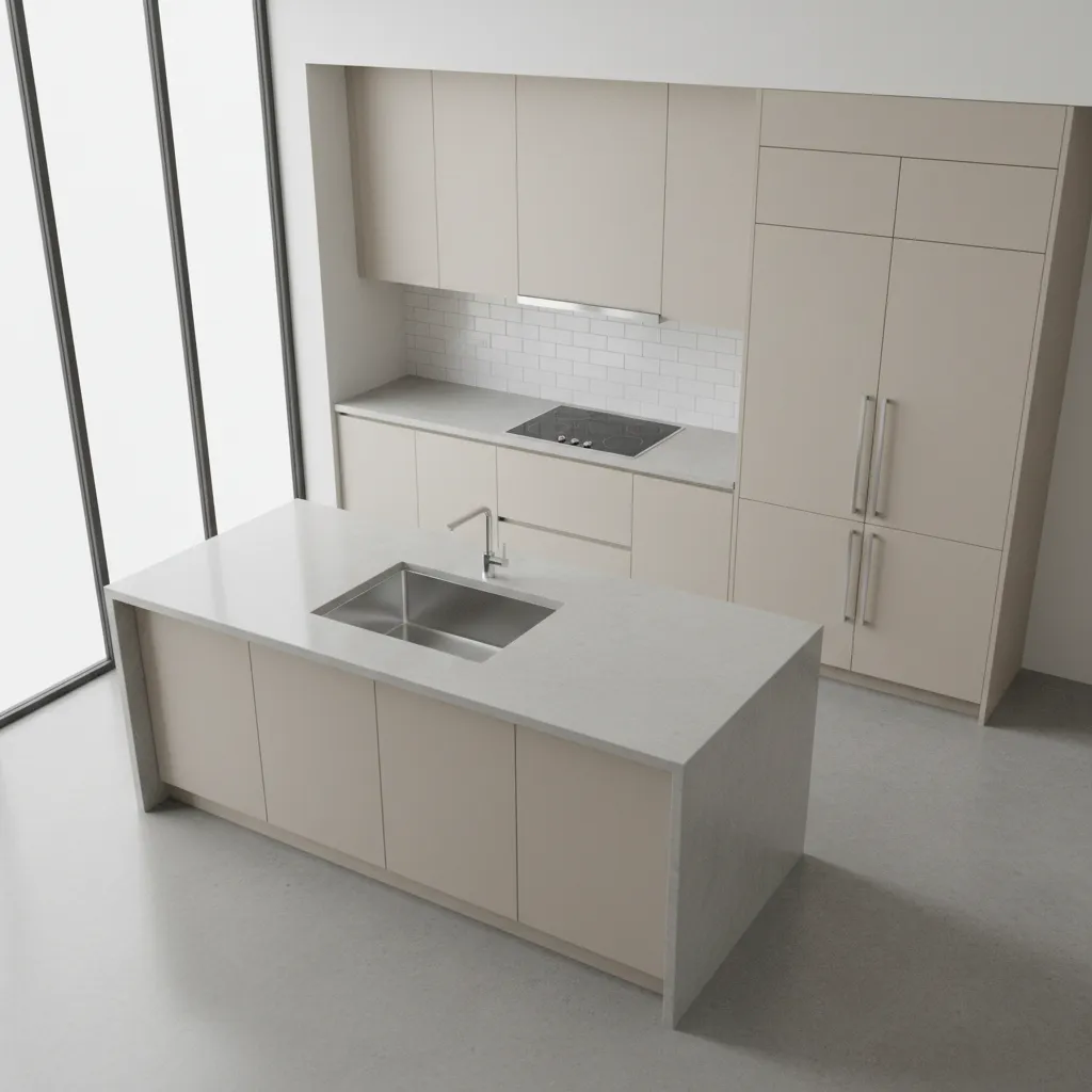 kitchen layout showing work triangle between sink stove and refrigerator