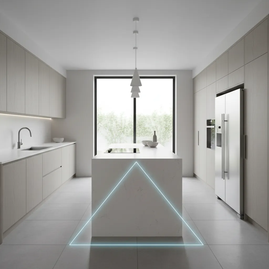 kitchen work triangle layout between sink stove and refrigerator