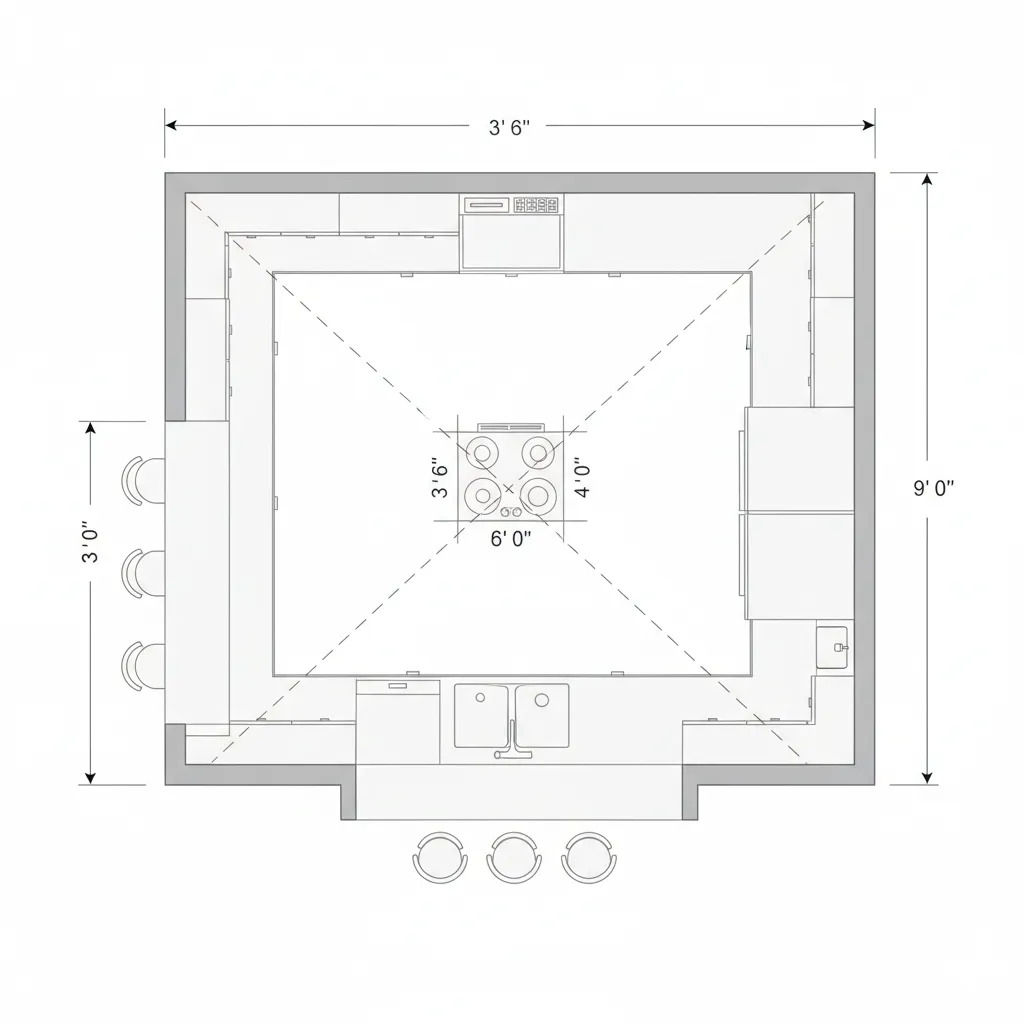 kitchen work triangle layout planning in interior kitchen design software