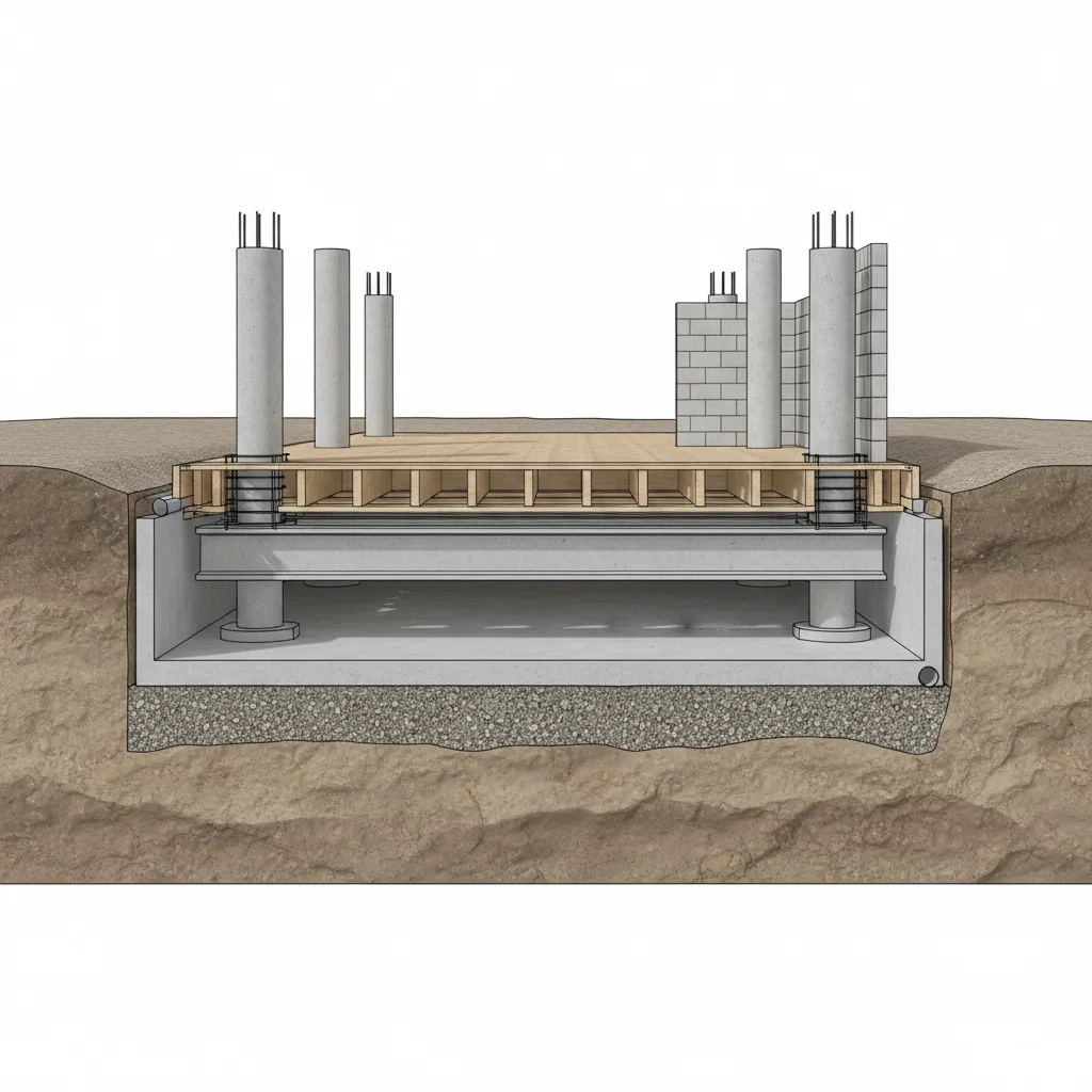 Ilustrasi hubungan kolom struktur dan pondasi rumah