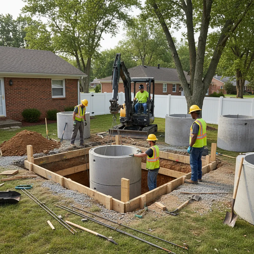 Proses pembangunan septic tank beton di rumah