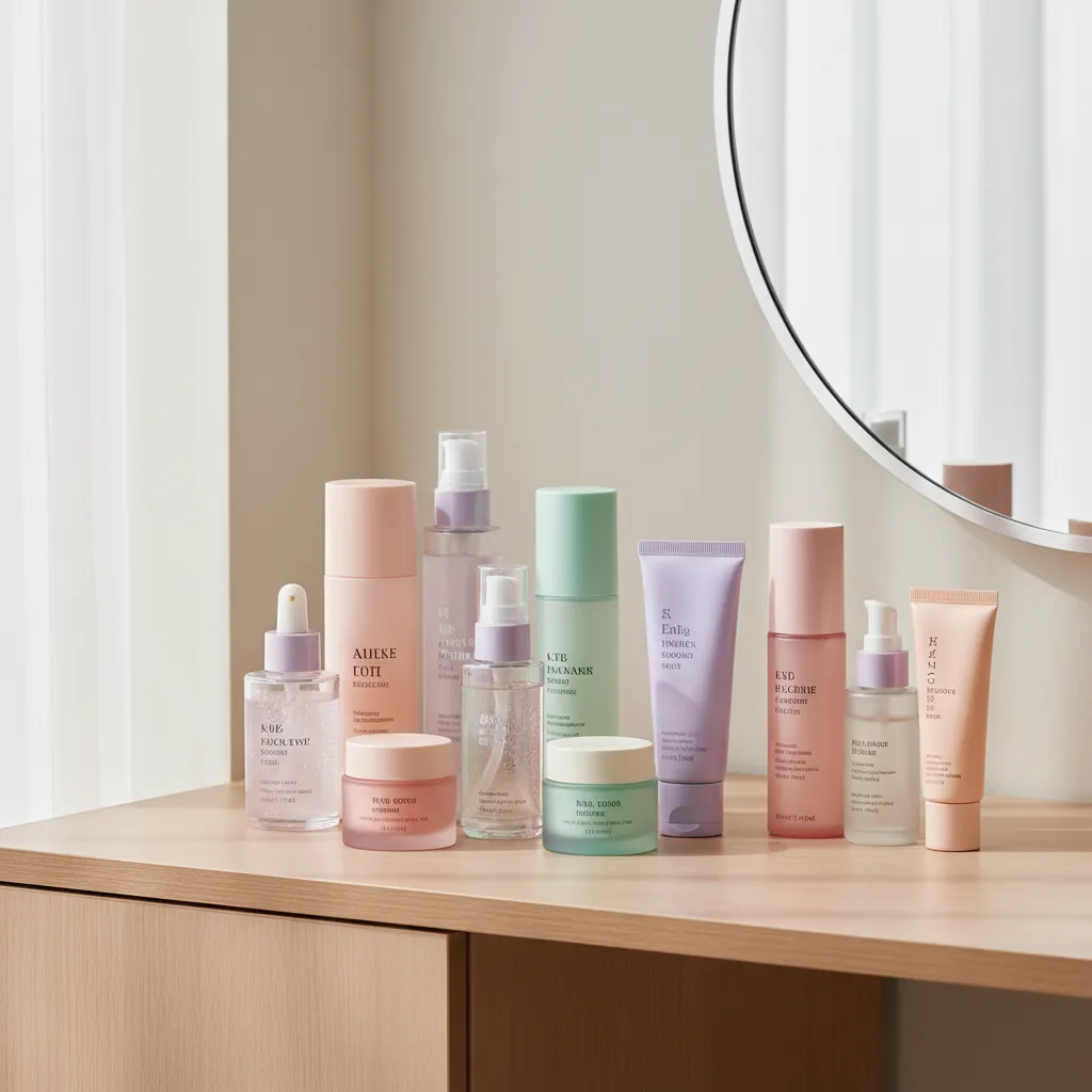 Display of Korean skincare products representing the K‑beauty industry