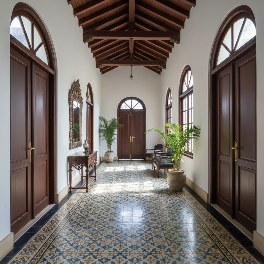 Koridor panjang rumah kolonial Belanda