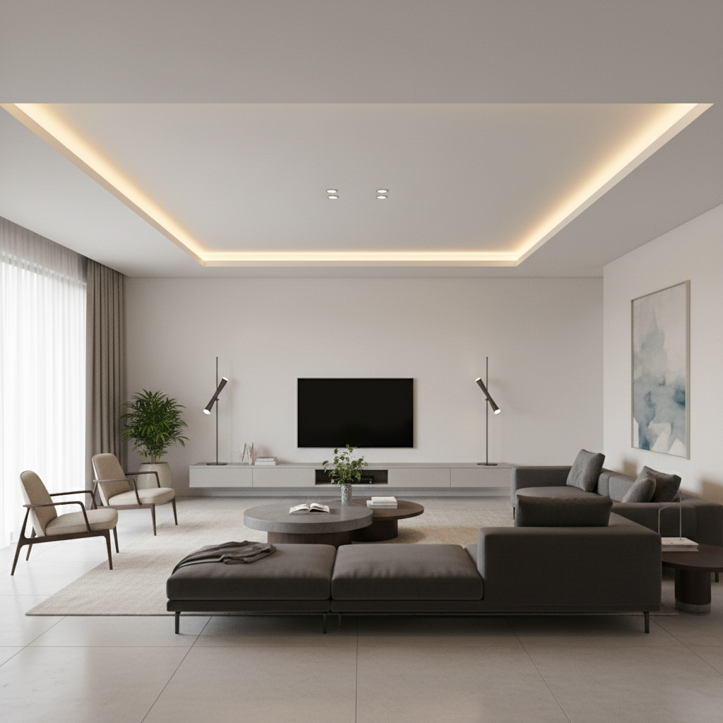 L Shaped Living Room Feels Awkward? L Shape False Ceiling Fi