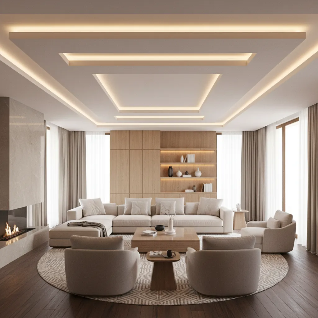 L Shaped Living Room Feels Awkward? L Shape False Ceiling Fi