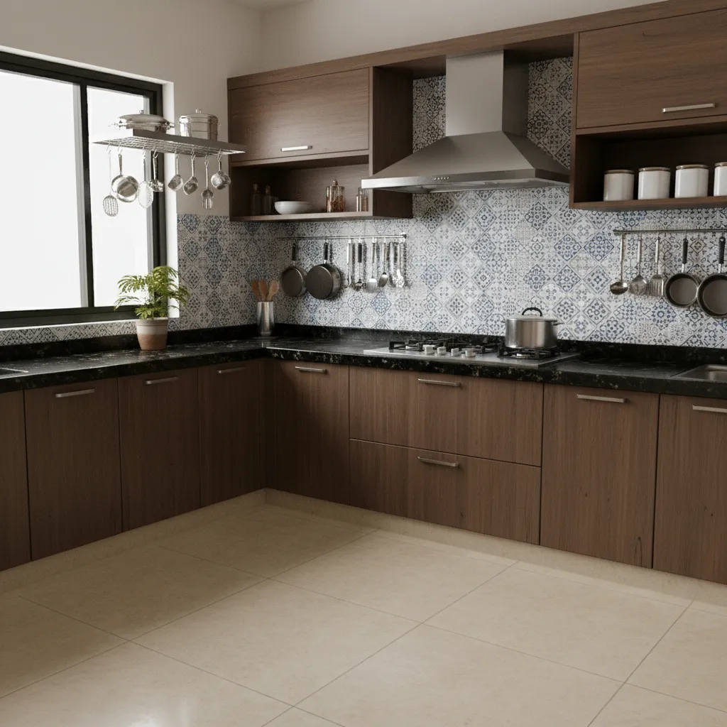 Proper stove placement in an L shaped Indian kitchen layout