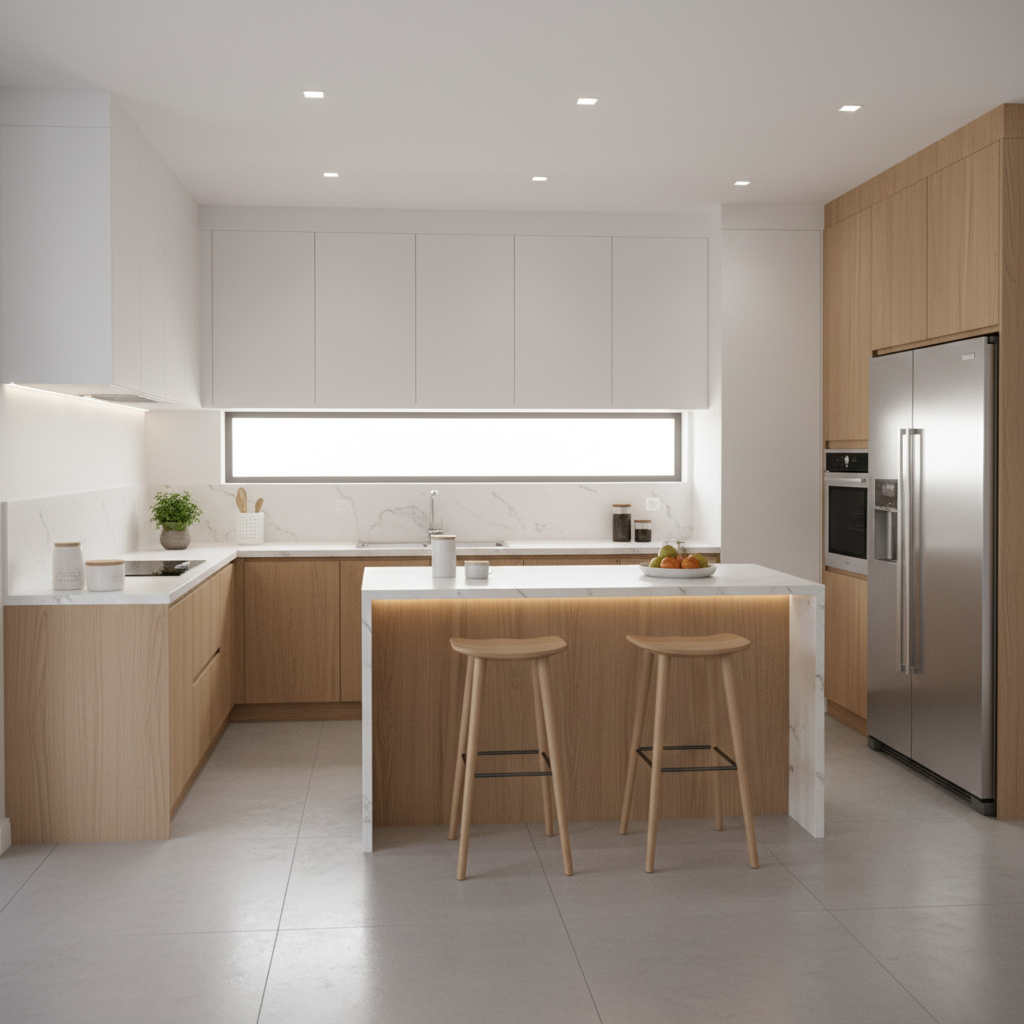 L Shape Modular Kitchen Design With Window Ideas