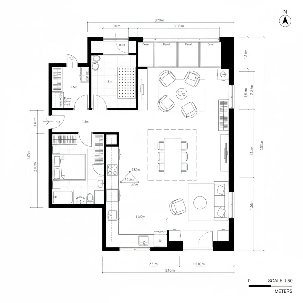L-Shape Social Zone with Pocket Studio