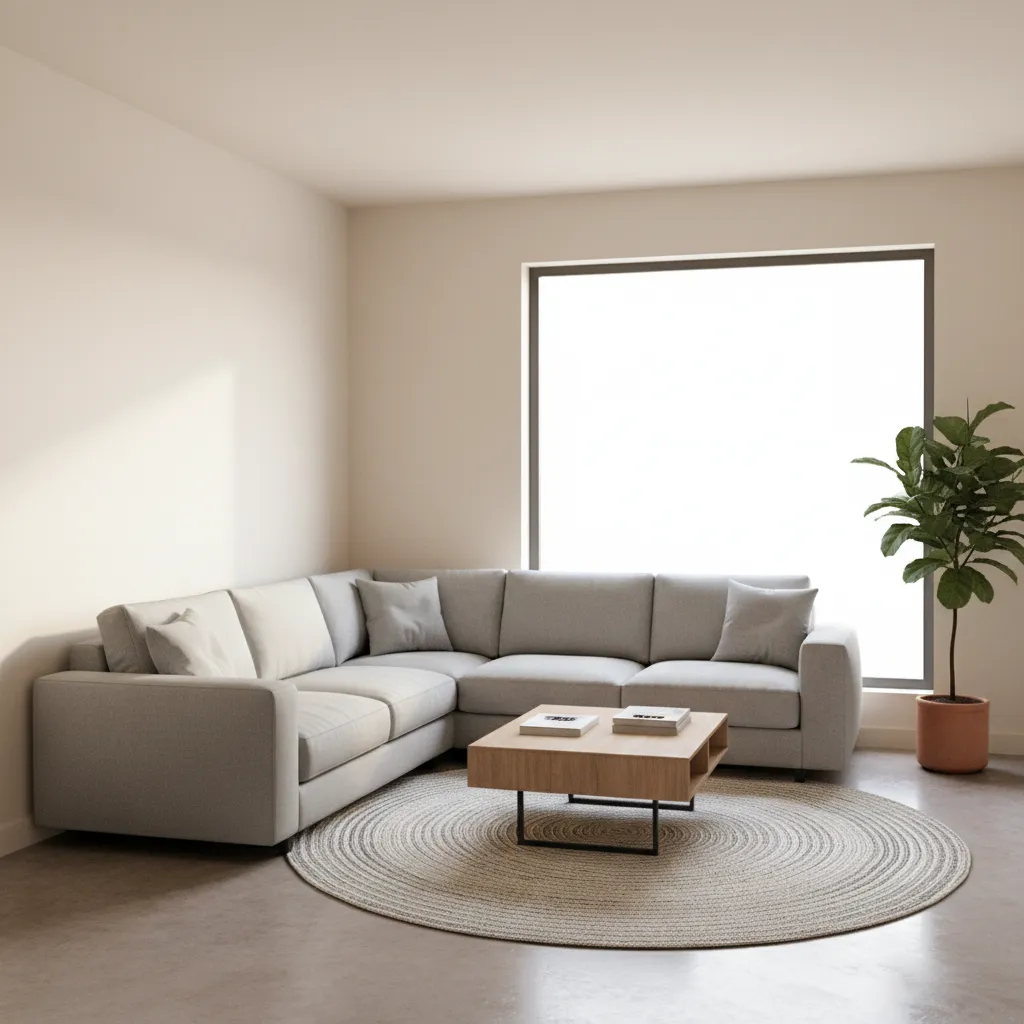 L shape sofa layout in a small drawing room