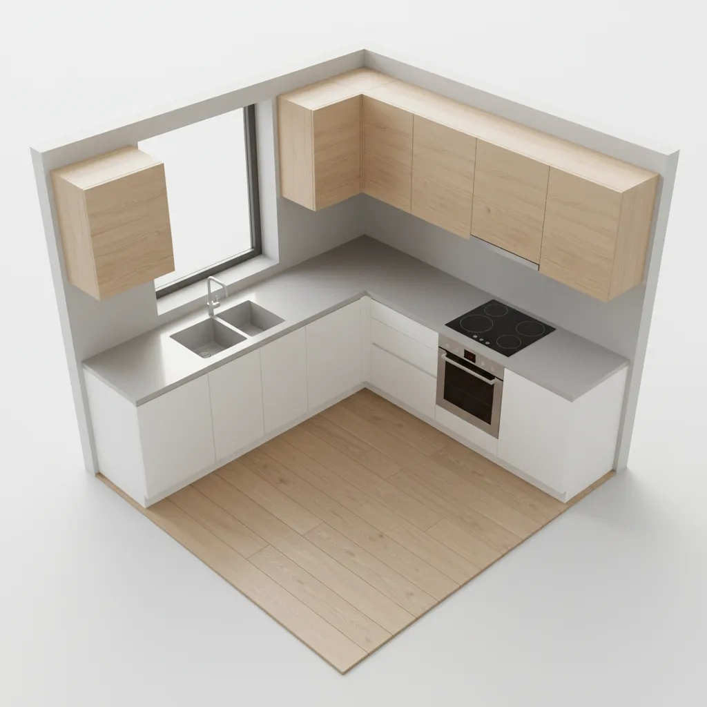 L shaped layout inside a 10 x 11 kitchen