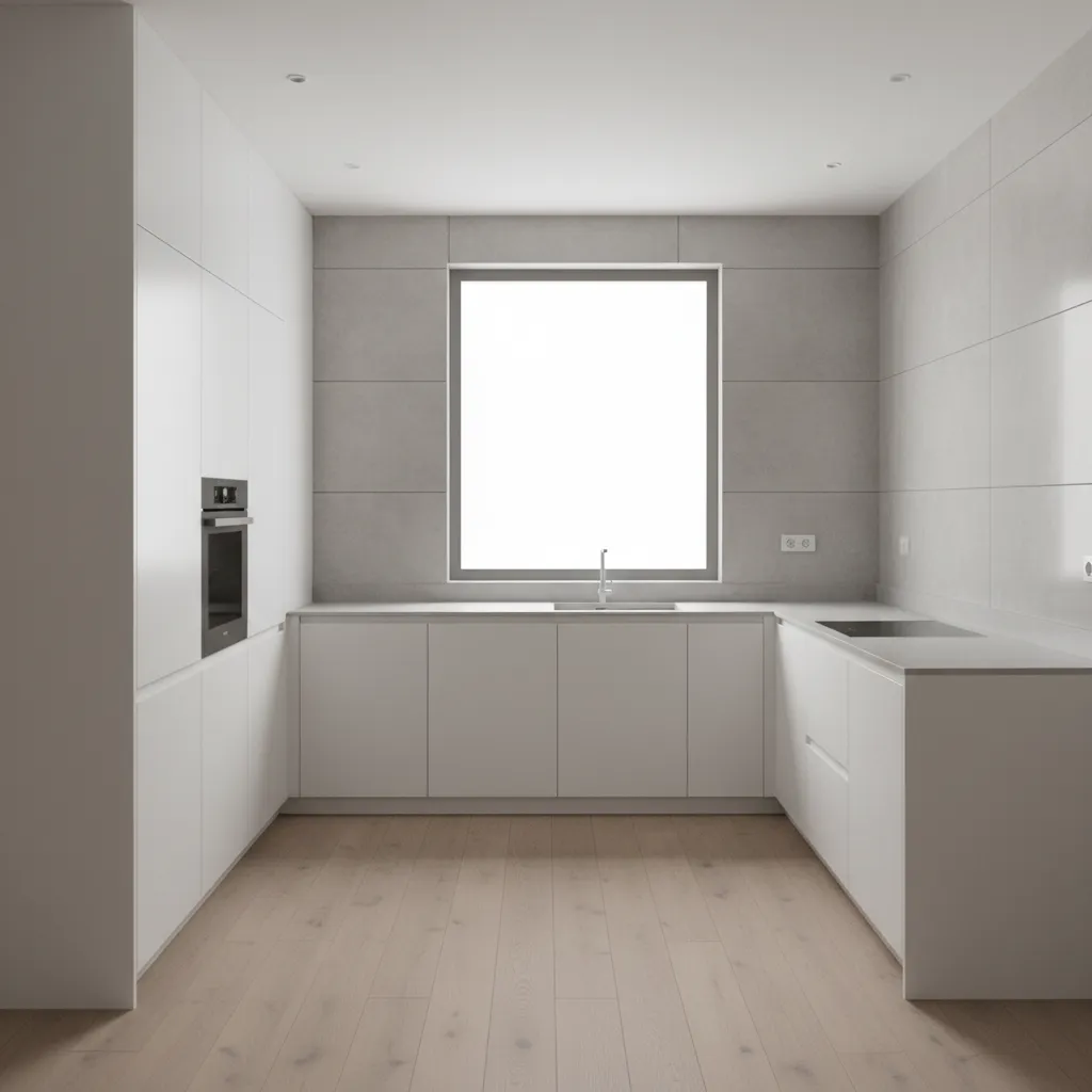 L-shaped layout inside a 12x12 kitchen with open floor space