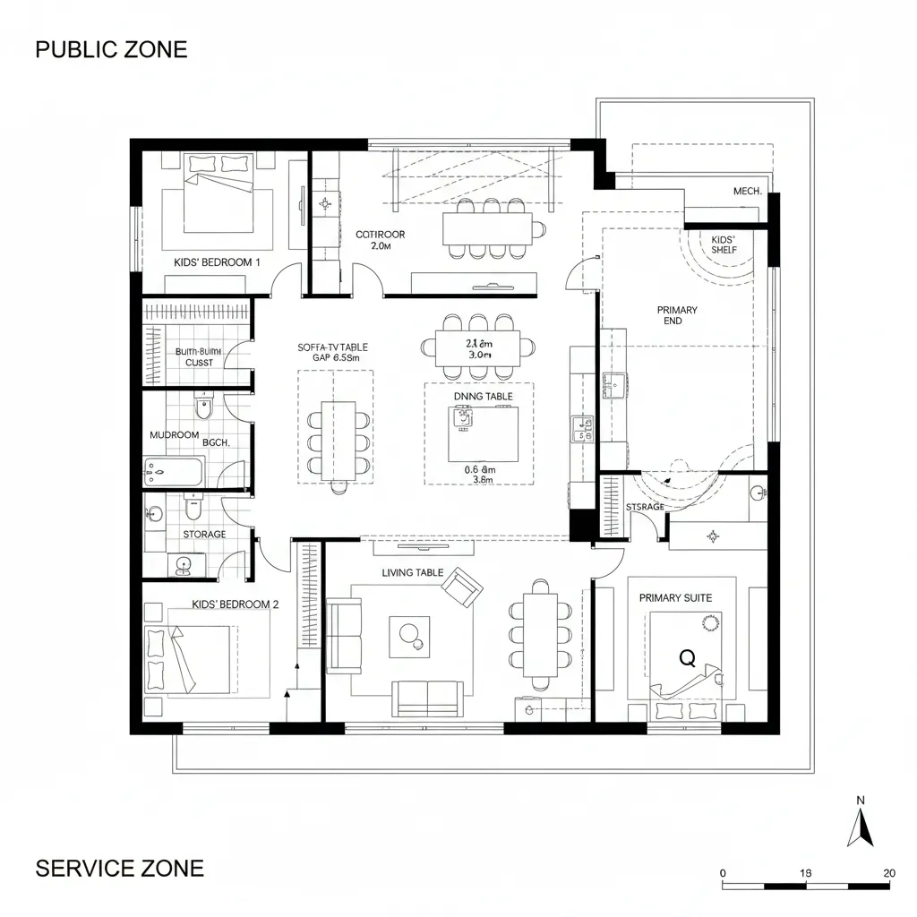 H2: L-Shaped Villa Wrapping a Wind-Sheltered Pool Court