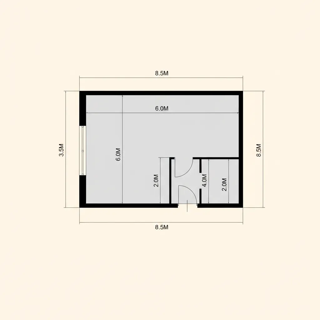 diagram showing L shaped room divided into rectangular sections for flooring calculation