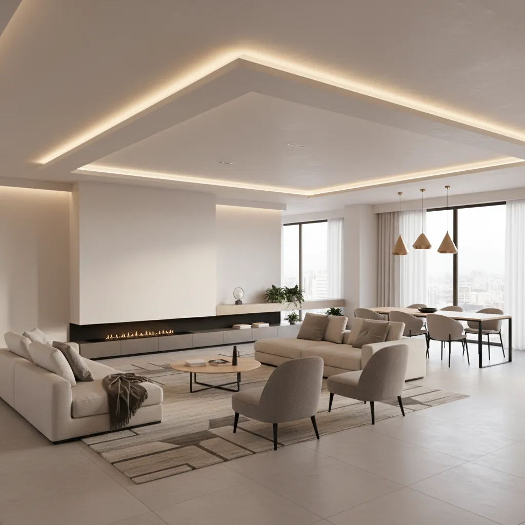 5 ideas ceiling design for L shaped hall