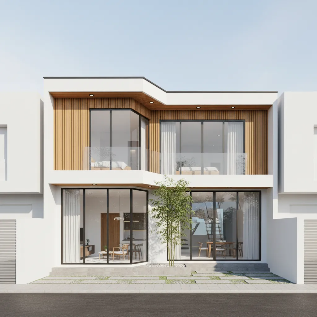 Thiết kế nhà chữ L 2 tầng 80m2: Bố trí đẹp và tối ưu diện tích