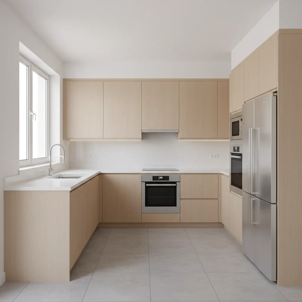 modern L shaped kitchen interior layout example