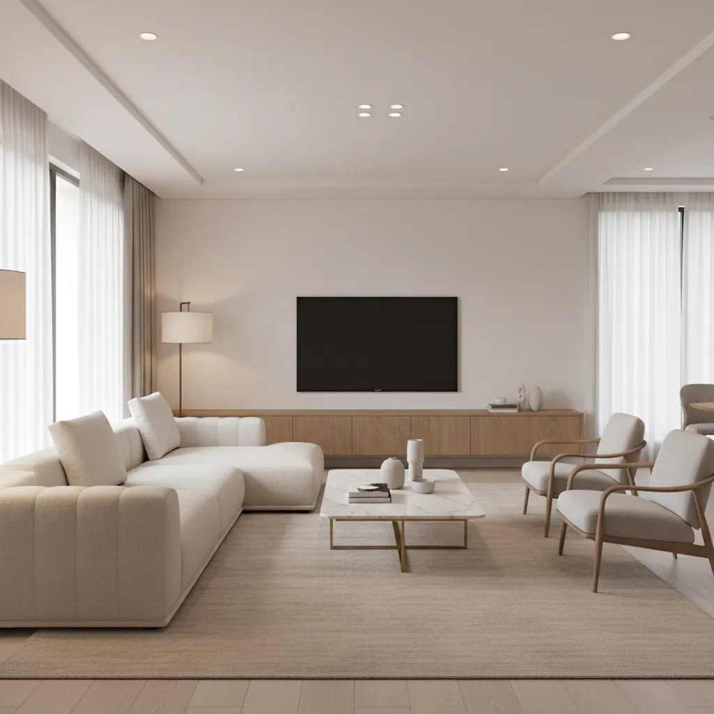 furniture layout idea for l shaped living room with sofa and accent chairs