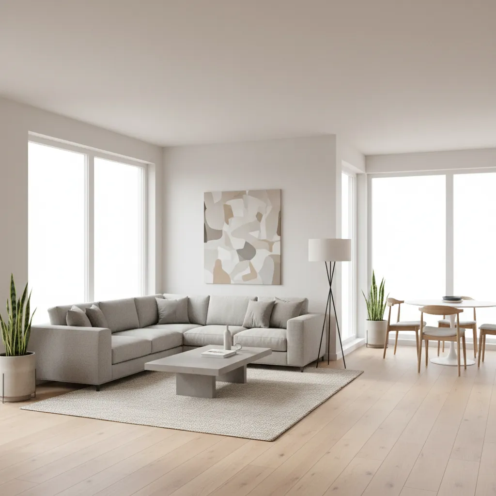 L shaped sectional sofa layout in modern living room