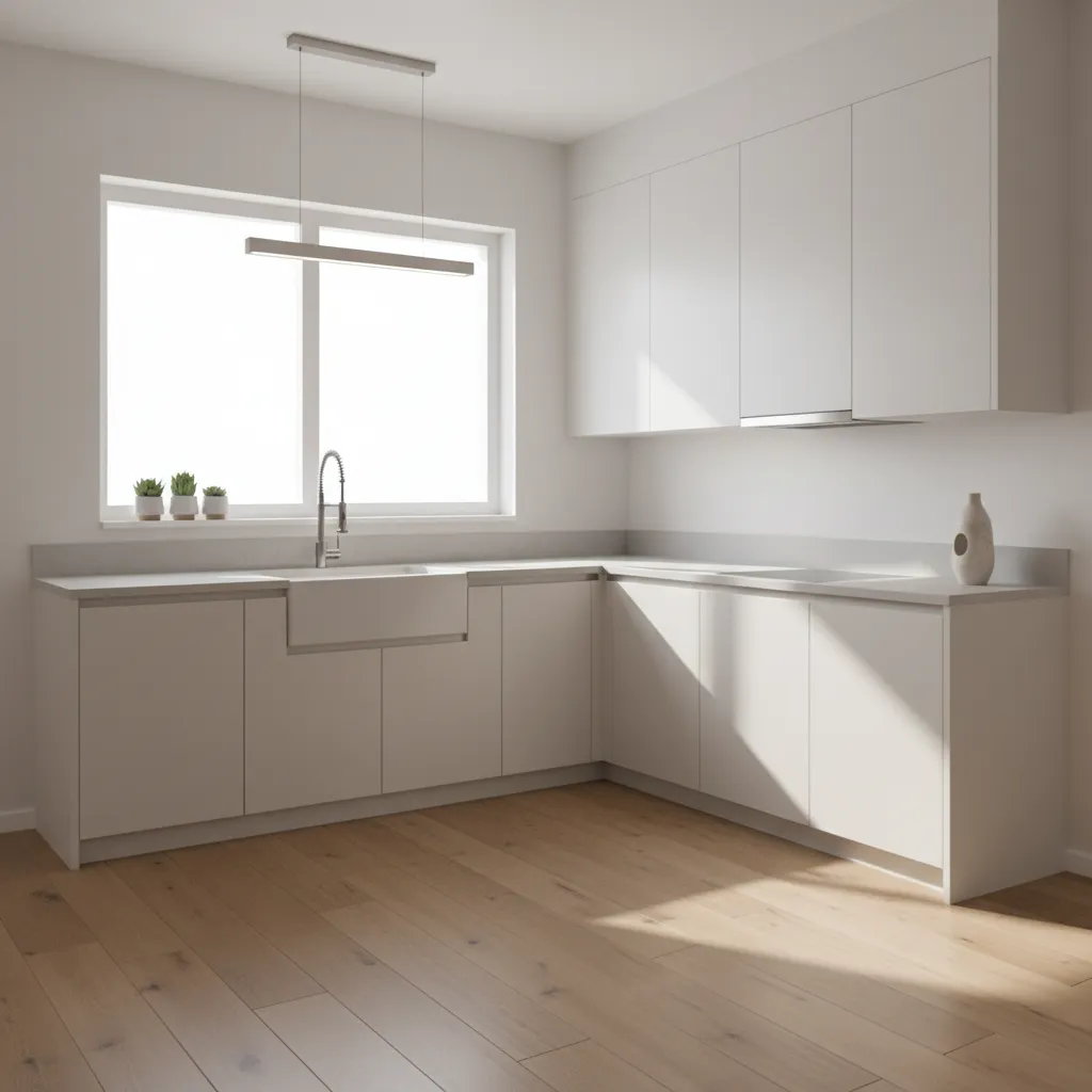 L shaped small kitchen layout with optimized counter space