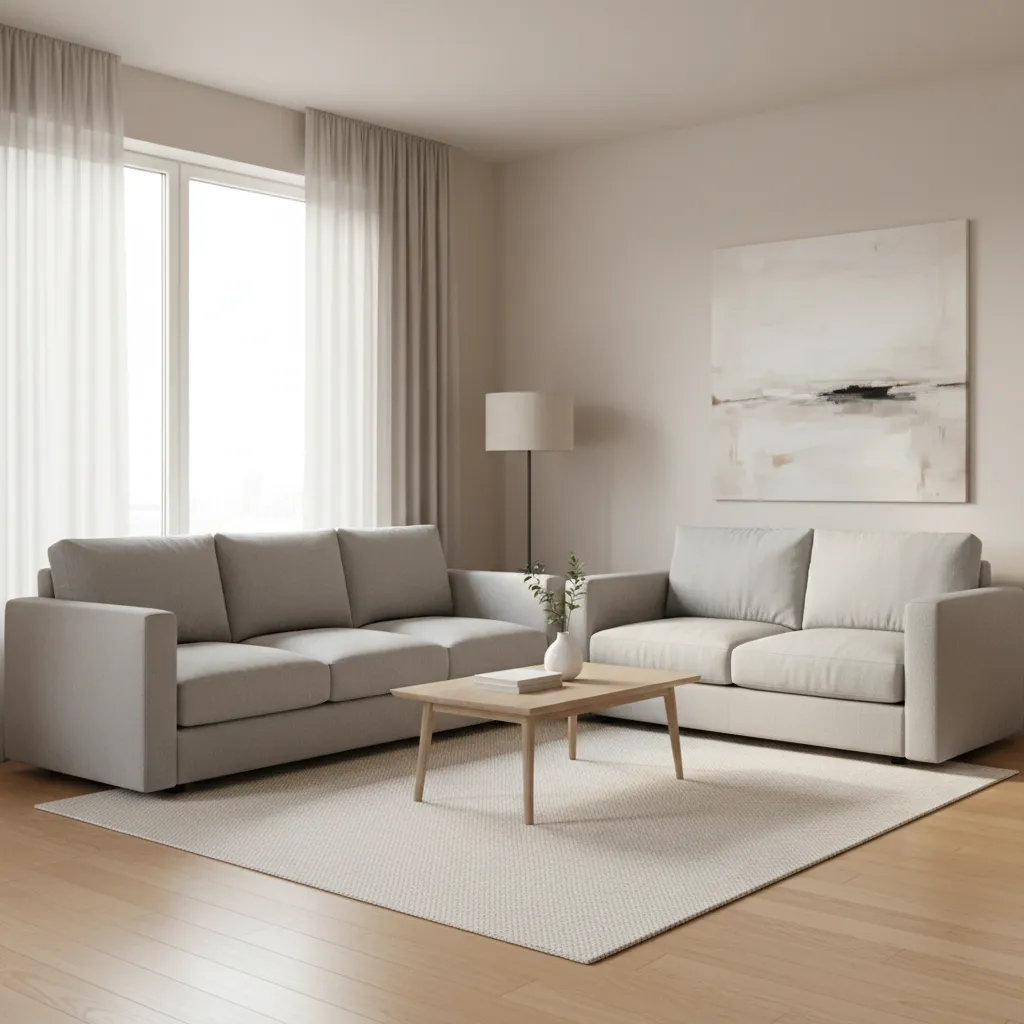 L shaped sofa arrangement in small living room layout