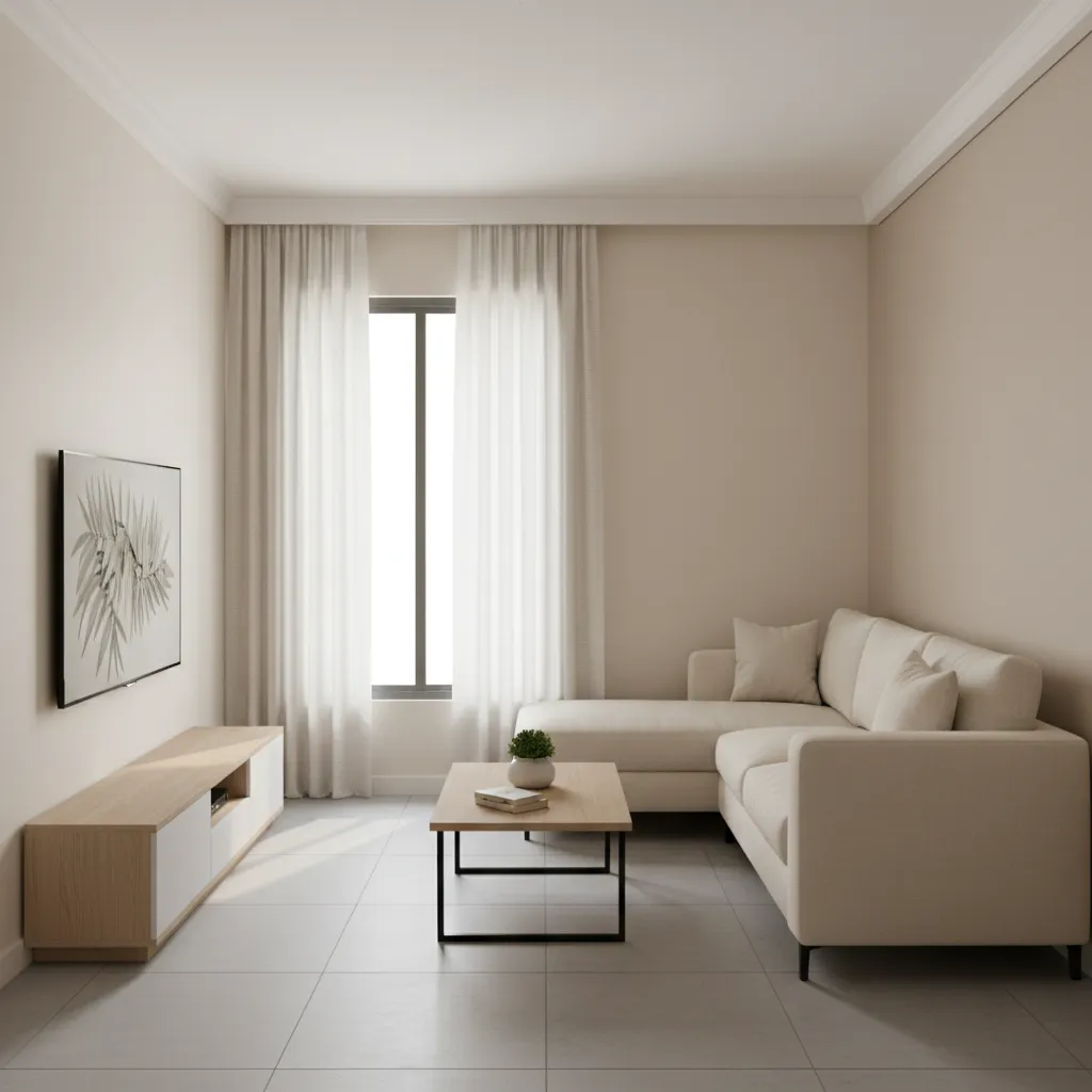 Small Indian living room with L shaped sofa maximizing corner space