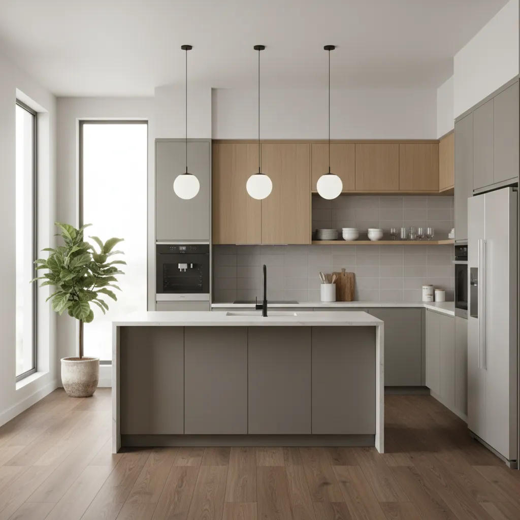modern kitchen cabinets finished with durable laminate surfaces
