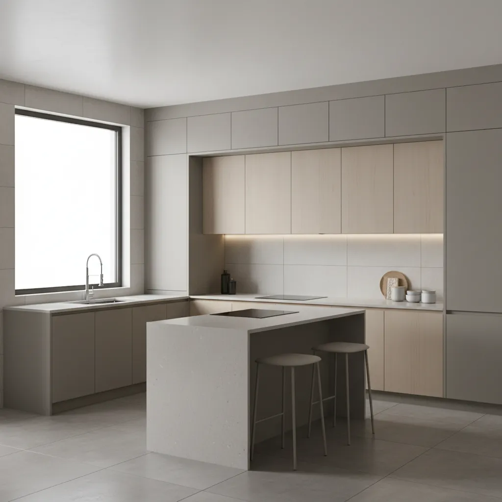 Modern modular kitchen cabinets with high pressure laminate finish