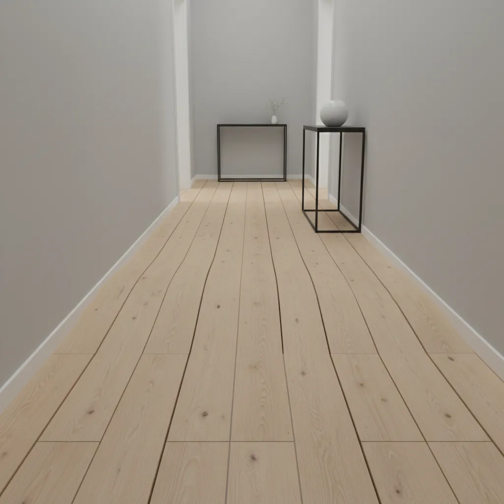 Laminate flooring peaking due to installation mistake in a hallway