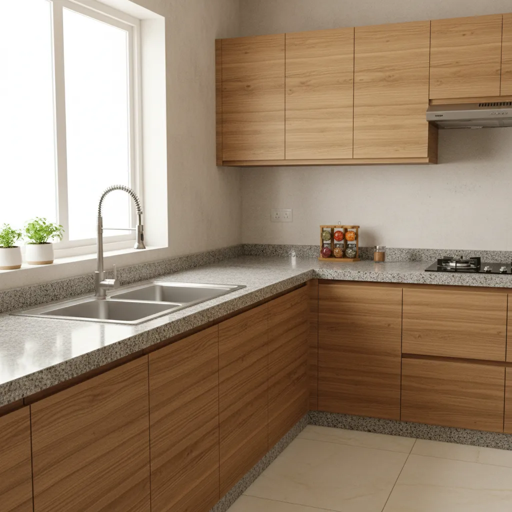 laminate kitchen cabinets with granite countertop in affordable kitchen design