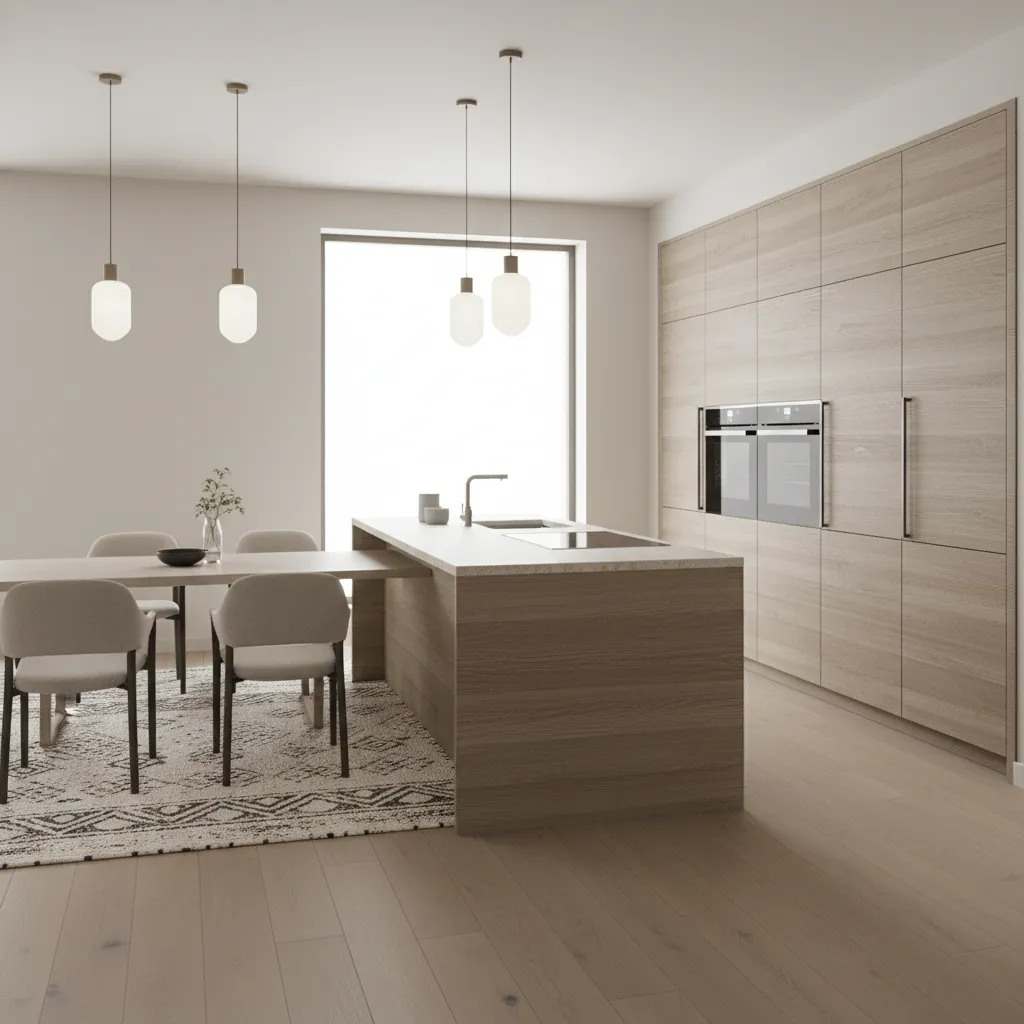 modern laminate kitchen cabinets with textured matte finish