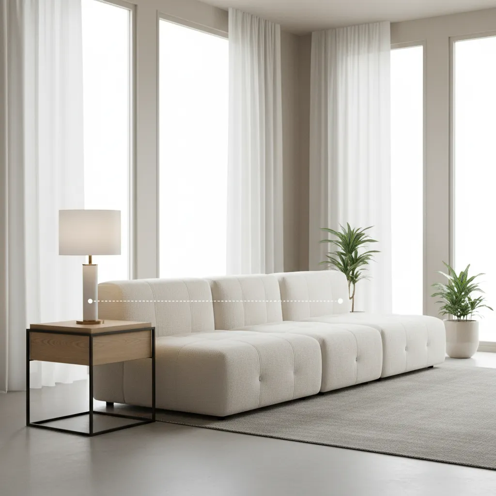 diagram showing correct lamp height relative to side table