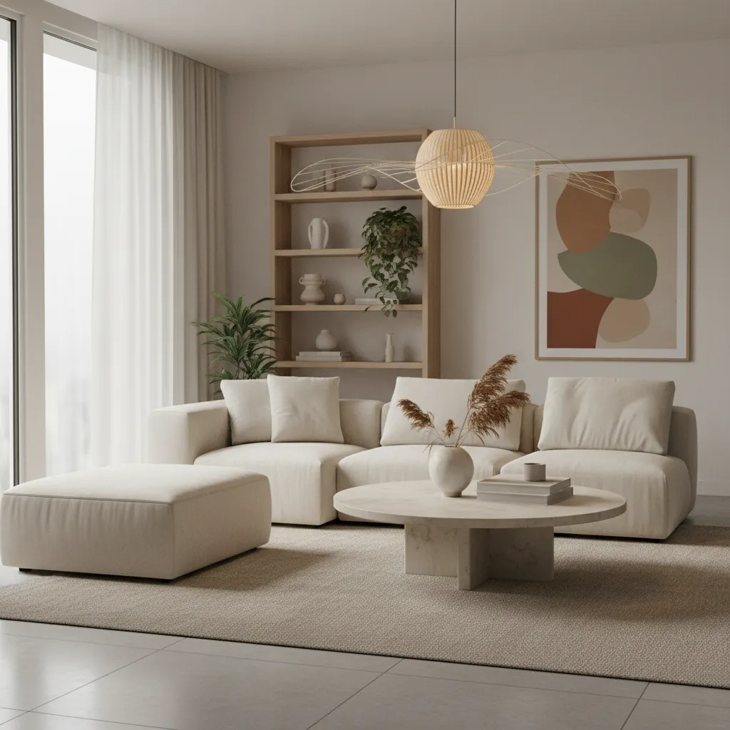 Lámpara colgante moderna en salón contemporáneo