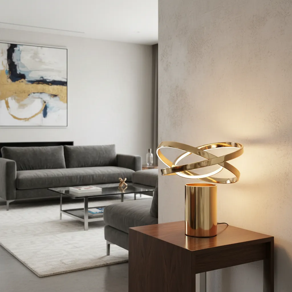 Lámpara escultural moderna en salón elegante