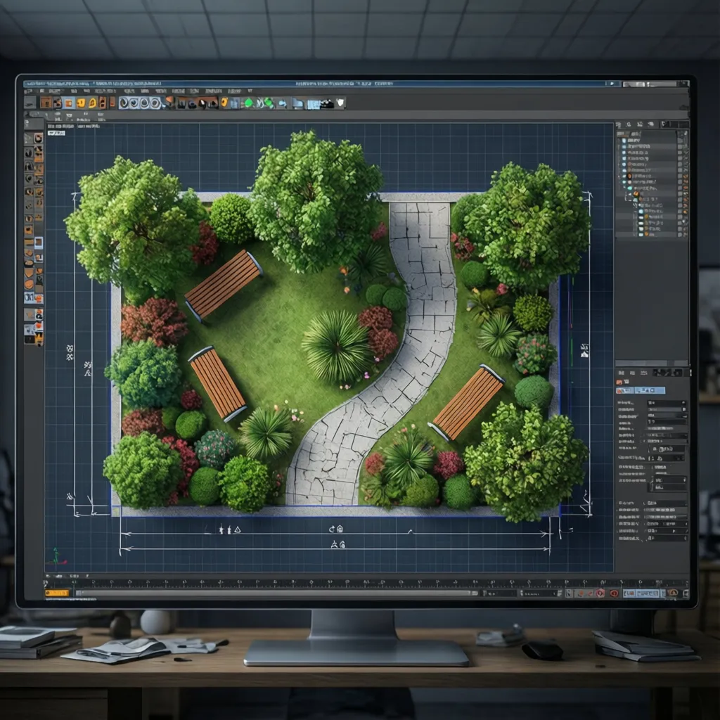 Landscape CAD blocks library with trees shrubs and site elements