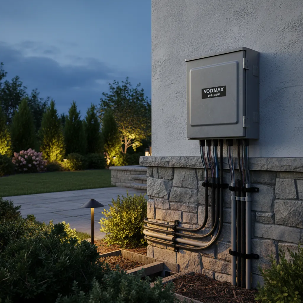 Outdoor landscape lighting transformer with multiple cable connections