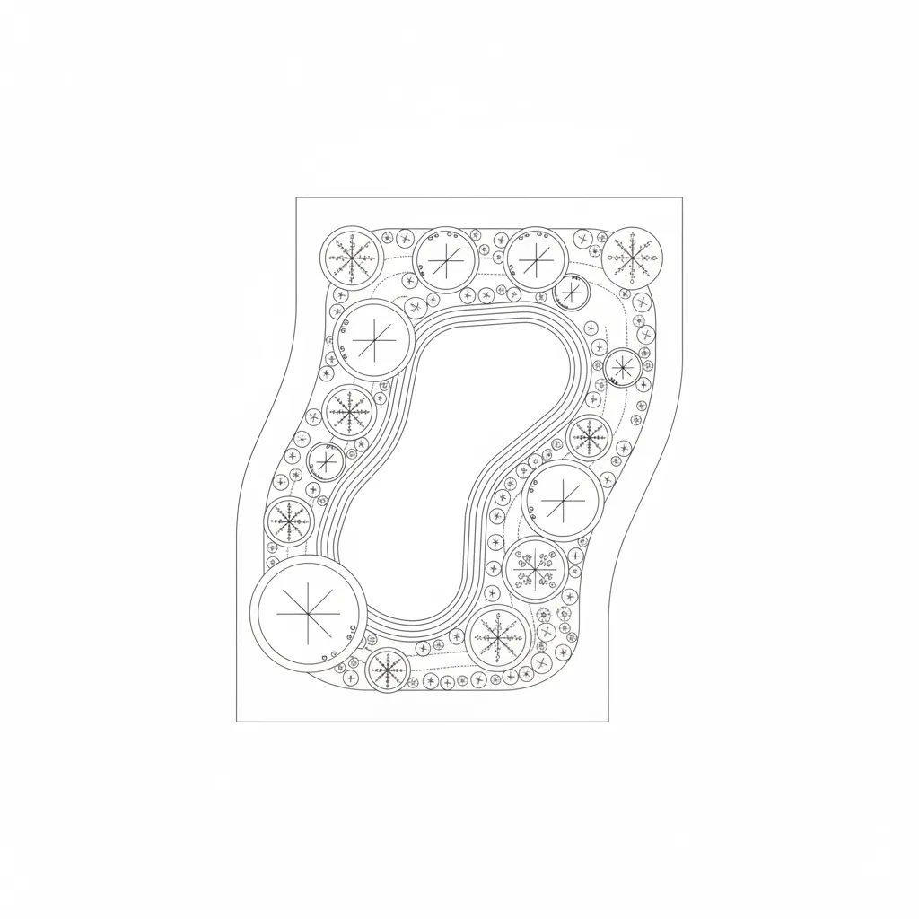 landscape architecture CAD plan using organized tree CAD blocks