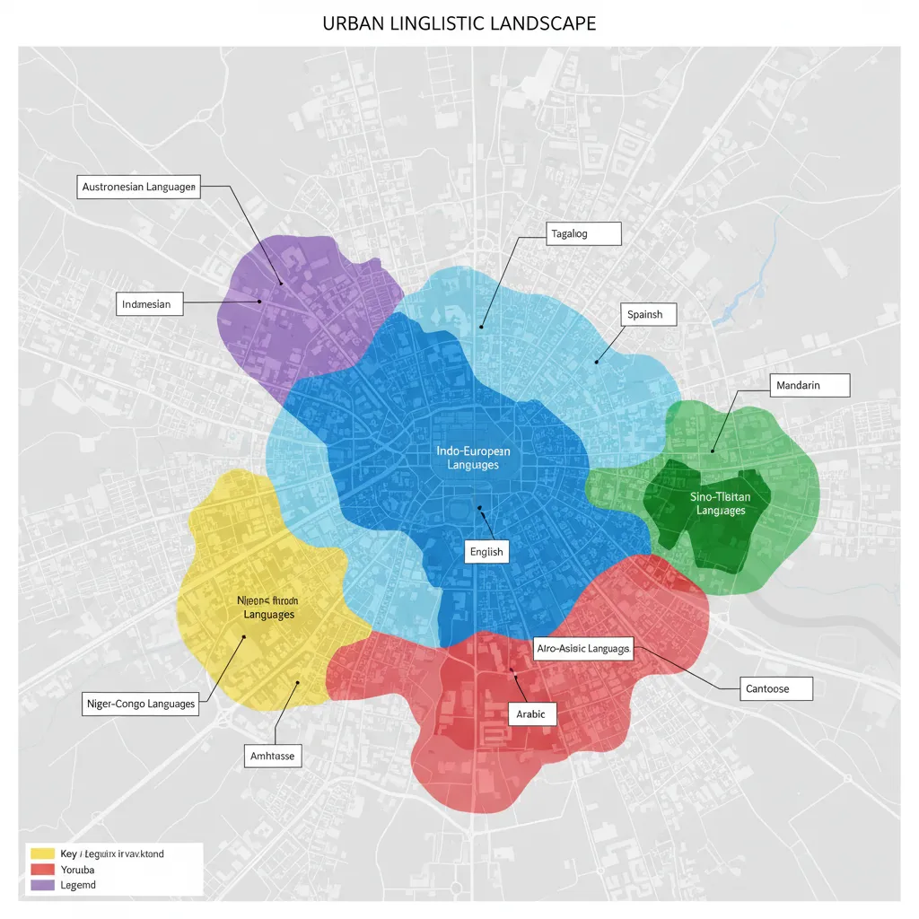 research map visualizing language distribution clusters in a city