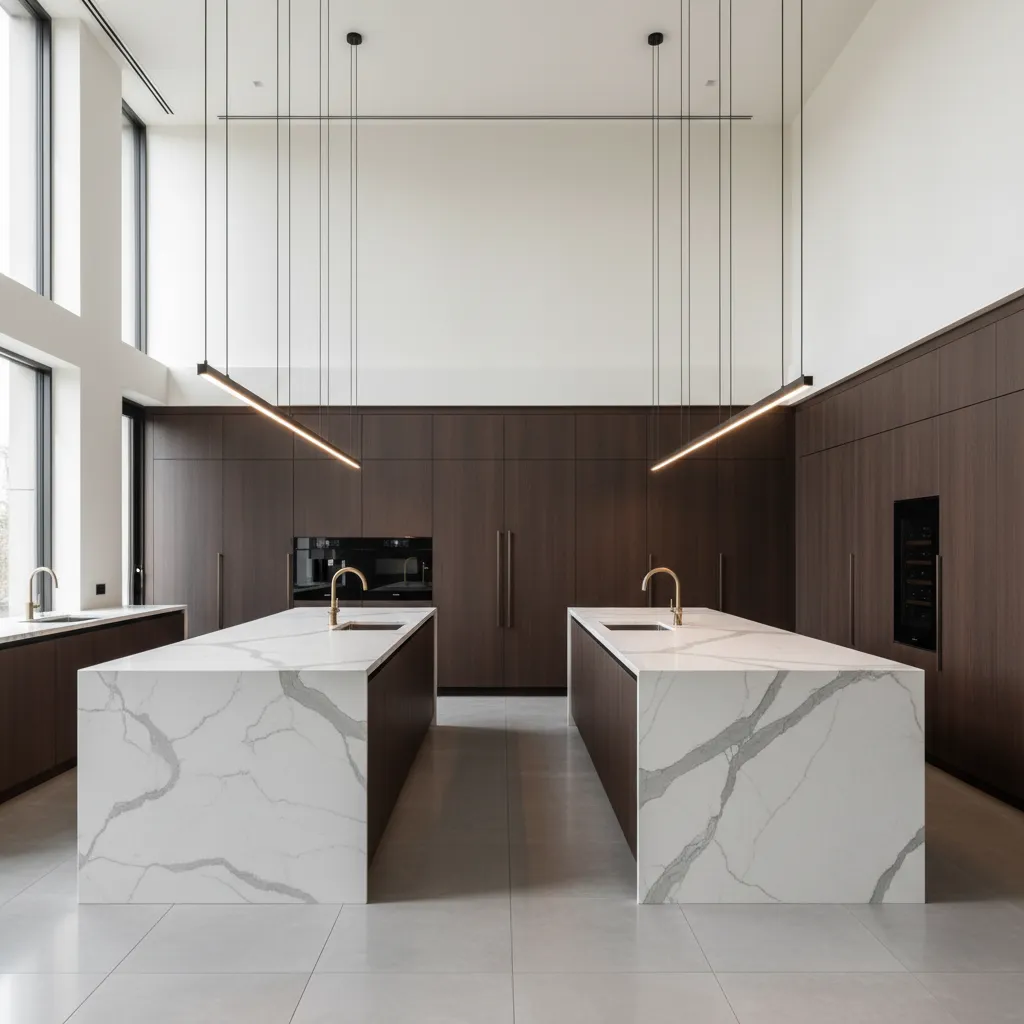 large 20x20 luxury kitchen with double island layout