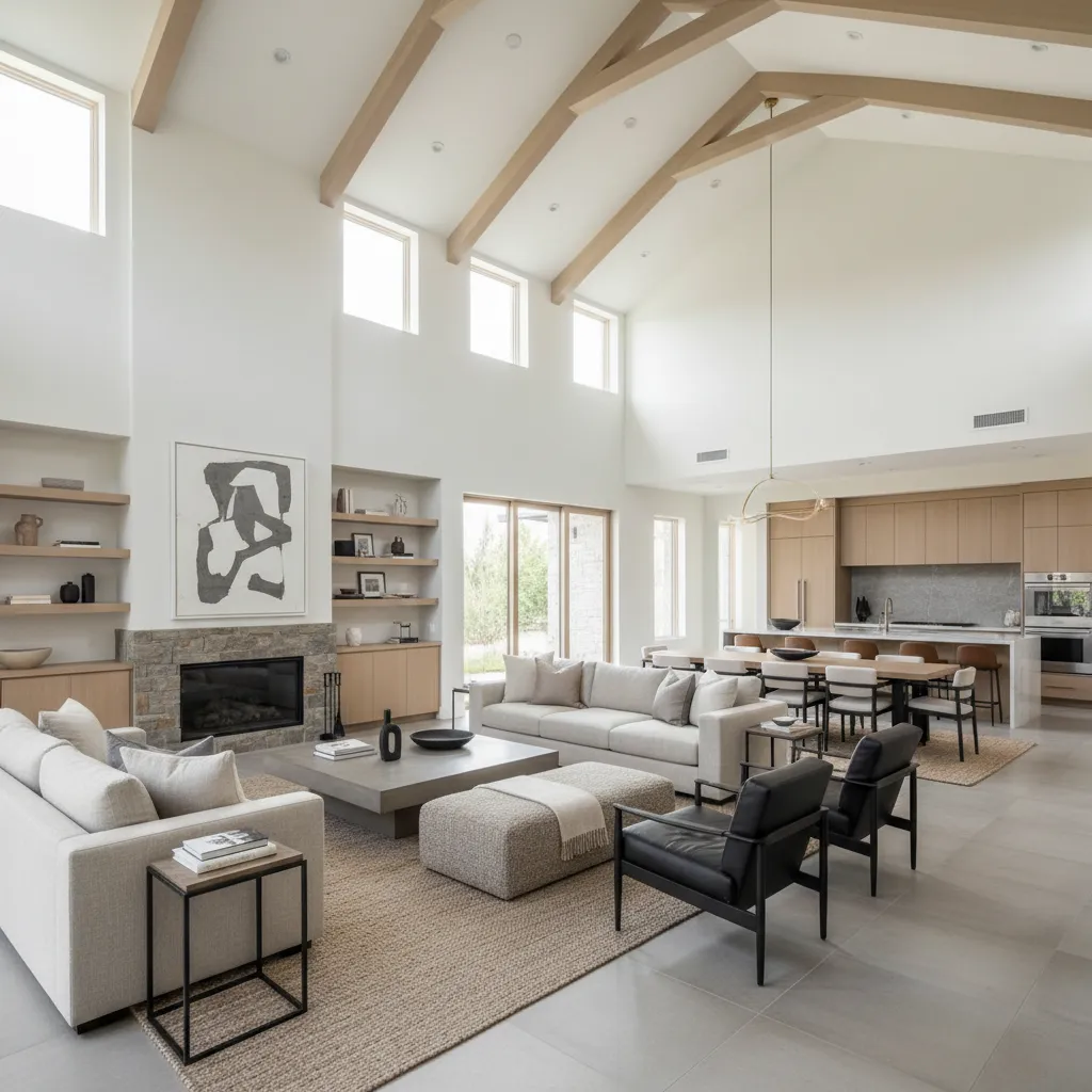 large open interior space typical of a 3500 square foot house