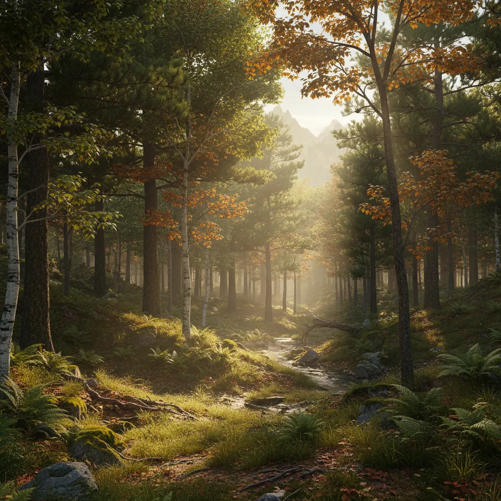 Large realistic 3D forest environment built with multiple vegetation assets