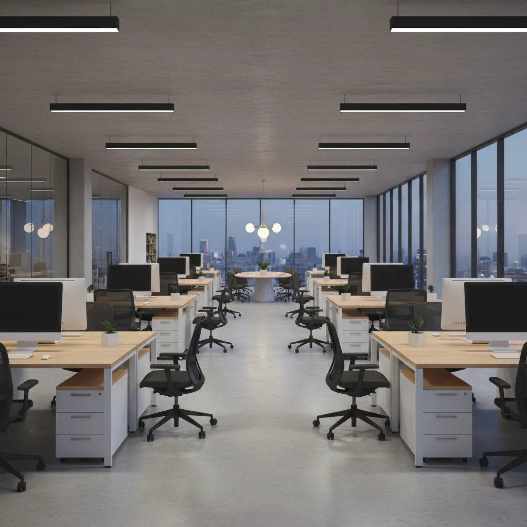 Large architectural 3D scene with organized layers and assets for efficient rendering