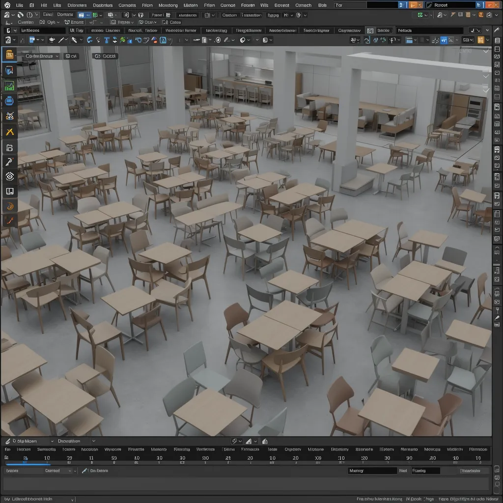Large 3D scene with many objects optimized using instancing and proxies
