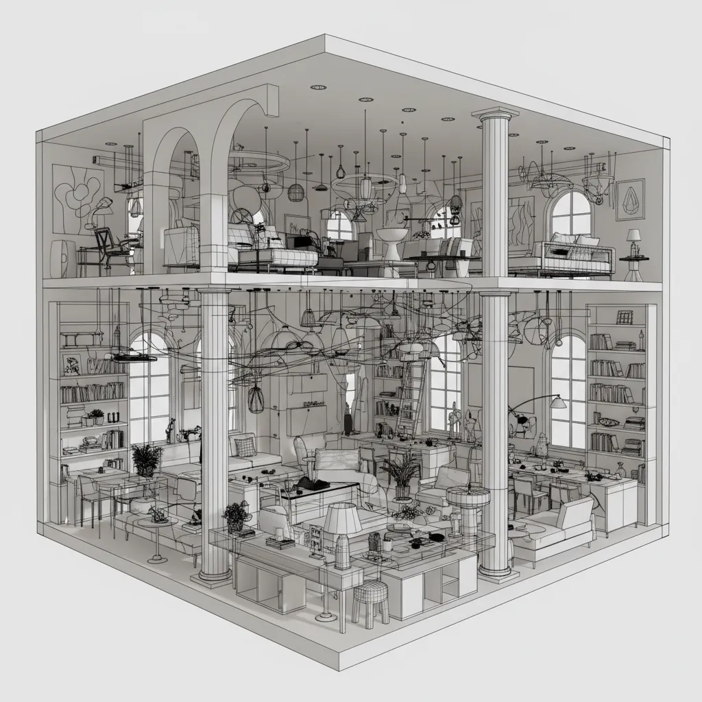 dense 3D scene filled with many objects causing difficult object selection