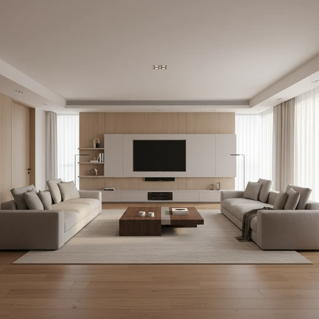 spacious living room layout in a 4 bhk apartment interior design