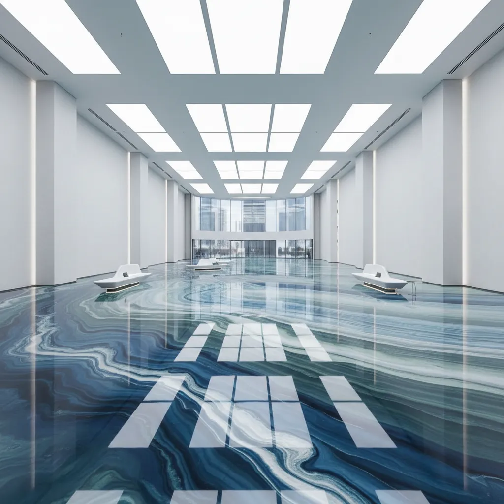 Large open commercial space with 3D epoxy flooring