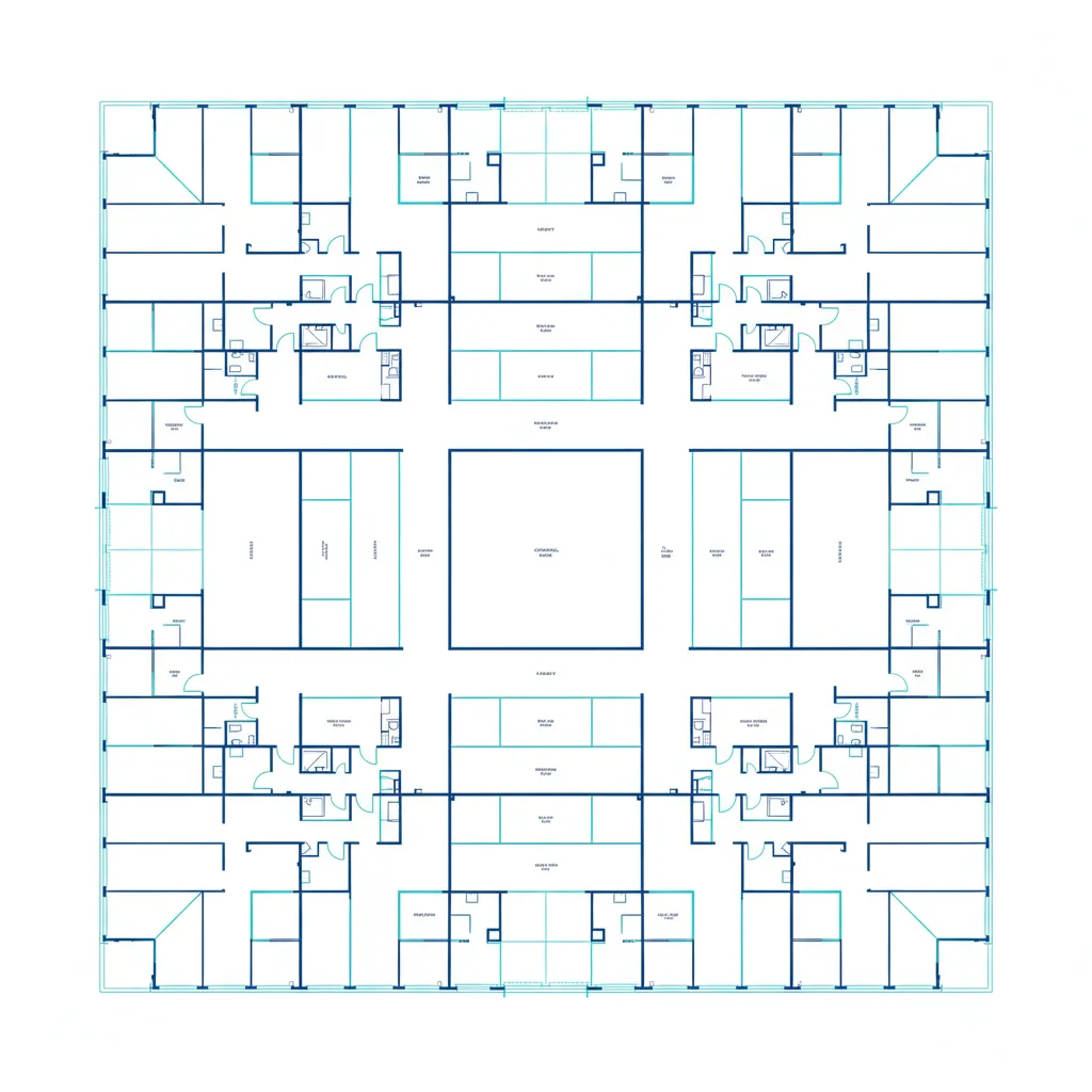 large building floor plan divided into grid tiles for rendering optimization