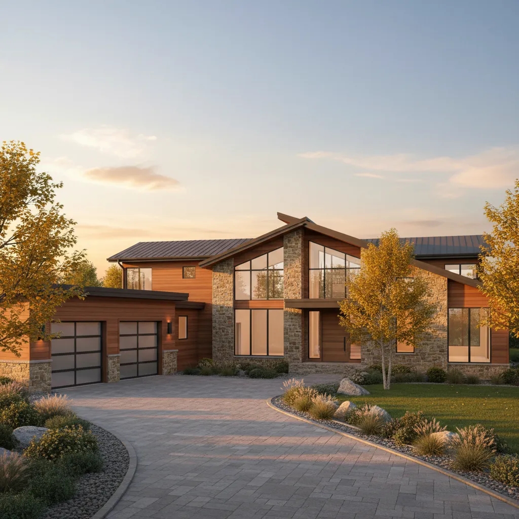 Large custom built house exterior with multiple windows and modern architecture