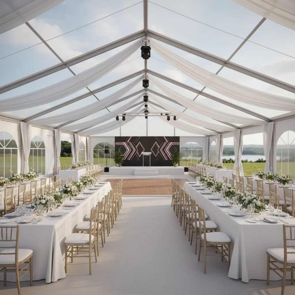 large outdoor event canopy structure for weddings or events